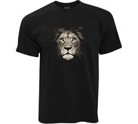Stylish Animal T Shirt Photographic Lion Face Design Family Christmas Manches Courtes(Medium)