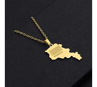 Stylish-Art Arménie Carte Pendentif Colliers - Motif Ethnique Drapeau Région Arménie Cartes Clavicule Chaîne Colliers Charme Hip Hop Patriotisme Bijoux pour Femmes Hommes Chandail Chaîne,Or,50 cm