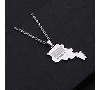 Stylish-Art Arménie Carte Pendentif Colliers - Motif Ethnique Drapeau Région Arménie Cartes Clavicule Chaîne Colliers Charme Hip Hop Patriotisme Bijoux pour Femmes Hommes Chandail Chaîne,Argent,50 cm
