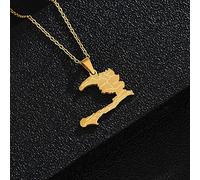 Stylish-Art Charme De Pendentif De Carte D'Haïti,Collier De Carte D'Haïti avec Motif De Nom D'État,Bijoux De Charme D'Ornement Patriotique Ethnique Cadeaux pour Femmes Hommes,Or,Chaîne De 60 Cm