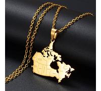 Stylish-Art Collier avec Pendentif Carte du Canada,Attrayant Collier avec Pendentif Carte Canadienne pour Unisexe,Article Patriotique,Bijou De Charme d'anniversaire Ethnique,Or,Chaîne De 60 Cm
