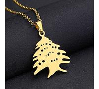 Stylish-Art Collier avec Pendentif Carte du Liban,Attrayant Collier avec Pendentif Carte du Liban pour Unisexe,Article Patriotique,Bijoux De Charme d'anniversaire Ethnique,Or,Chaîne De 45 Cm