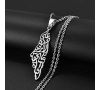 Stylish-Art Collier De Chaîne De Carte D'Israël,Attrayant Pendentif De Carte De Palestine Bijoux Géométriques Amulette pour Femmes Hommes,Bijoux D'Ornements Patriotiques,Argent,Chaîne De 60 Cm