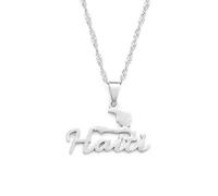 Stylish-Art Collier Pendentif Carte D'Haïti,Attrayant Collier Pendentif Carte D'Haïti pour Unisexe,Article Patriotique Bijoux De Charme d'anniversaire Ethnique,Argent,Chaîne De 45 Cm