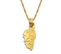 Stylish-Art Haute Corse Carte Chaîne Collier,Attrayant France Carte Pendentif Géométrique Bijoux Amulette pour Femmes Hommes,Ornements Patriotiques Bijoux,Or,60Cm Chaîne