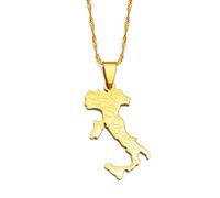 Stylish-Art Italie avec des Villes Nom Carte Mode Pendentif Et Chaîne Colliers,National Italien pour Femmes Hommes Cartes Géométrie Bijoux Amulette Ornements Patriotiques,Or,Chaîne De 45 Cm