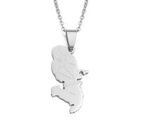 Stylish-Art Martinique avec Villes Nom Carte Mode Pendentifs & Colliers,Martinique Pays Géométrique Carte Ethnique Patriotique Ornement Femmes Hommes Charme Bijoux Cadeaux,Argent,45Cm Chaîne