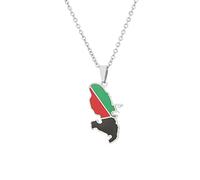 Stylish-Art Martinique Carte Pendentif Colliers - Motif Ethnique Drapeau Région Martinique Cartes Clavicule Chaîne Colliers Charme Hip Hop Bijoux Tendance pour Femmes Hommes Pull,Argent,50 cm