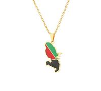 Stylish-Art Martinique Carte Pendentif Colliers - Motif Ethnique Drapeau Région Martinique Cartes Clavicule Chaîne Colliers Charme Hip Hop Bijoux Tendance pour Femmes Hommes Pull,Or,50 cm