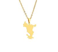 Stylish-Art Mayotte Island Map Pendentif Colliers - Motif Ethnique Drapeau Région Mayotte Island Maps Clavicule Chaîne Colliers Charme Hip Hop Patriotisme Bijoux pour Femmes Hommes,Or,50 cm