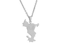 Stylish-Art Mayotte Island Map Pendentif Colliers - Motif Ethnique Drapeau Région Mayotte Island Maps Clavicule Chaîne Colliers Charme Hip Hop Bijoux Tendance pour Femme Homme,Argent,50 cm