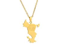 Stylish-Art Mayotte Island Map Pendentif Colliers - Motif Ethnique Drapeau Région Mayotte Island Maps Chaine Colliers Charme Hip Hop Bijoux Tendance pour Femme Homme,Or,50 cm