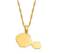 Stylish-Art Tahiti Carte Pendentif Colliers - Motif Ethnique Drapeau Région Tahiti Cartes Chandail Chaîne Charme Hip Hop Bijoux À La Mode pour Femmes Hommes Clavicule Chaîne Colliers,Or,45cm