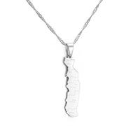 Stylish-Art Togo Carte Pendentif Colliers - Motif Ethnique Drapeau Région Togo Cartes Chandail Chaîne Charme Hip Hop Bijoux À La Mode pour Femmes Hommes Clavicule Chaîne Colliers,Argent,45cm