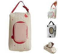 Stylish Bear Embroidery Wet Wipe Pouches,Practical Wet Wipes Storage Bag with Embroidery Designings,Portable Baby Wipe Holder for Travel and Baby Strollers (Red)