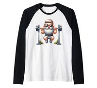 Stylish Body Building Gnome Does Pull-Ups On A Dumbbell Bar Manche Raglan
