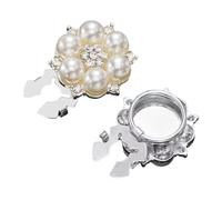 Stylish Button Covers - 2 Pieces Flower Shape Sewing Button | Rhinestone Pearl Shirt Jewelry with Cuff Links, Clothing Accessory with Wedding Usage, Crafting Sewing Decoration for Dress Business