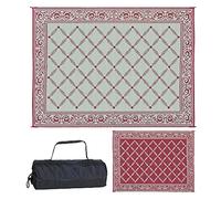 Stylish Camping 119125 Tapis de paille en plastique réversible de 2,7 x 3,7 m, grand tapis de sol pour extérieur, camping-car, terrasse, jardin, pique-nique, plage, camping (bordeaux/beige)