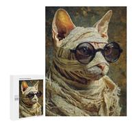 Stylish Cat with Glasses Puzzle 1000 Pièces Educa Jouet en Bois Cadeau Unique Décoration Intérieure Jeu Éducatif Challenge Toy Adultes Et Enfants À Partir De 14 Ans 500 PCS