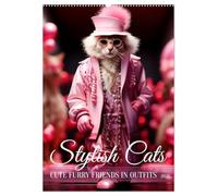 Stylish cats (Wall Calendar 2026 DIN A2 portrait), CALVENDO 12 Month Wall Calendar: Cute furry friends in outfits