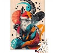 Stylish Fox Art Print Ideal Gift for Animal Lovers and Trendy Home Decor Fox in Abstract Art Puzzle Adulte De 1000 Pièces, 52x38cm/1000pcs; Pièces Blanches pour Un Tri Ordonné; pour des Moments Calm