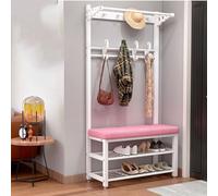 Stylish Hall Tree with Banc & Shoe Storage, Entryway Coat Rack with Hooks, Metal Frame for Living Room & Hallway (60 cm, Color A) - Maximize Space & nization