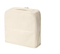 Stylish Handheld Partitioned Cosmetic Bag,Large Multi-Pocket Standing Makeup Bags with Detachable Mirror,Portable & Waterproof Travel Makeup Organizer with Multi-Compartments (Beige, M)