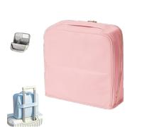 Stylish Handheld Partitioned Cosmetic Bag,Portable Large Capacity Standing Makeup Organizer,PU Leather Vertical Storage Makeup Case with Mirror for Desktop Travel & Daily Use (Pink, M)