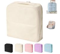 Stylish Handheld Partitioned Cosmetic Bag,Portable Standing Travel Makeup Bag with Mirror,Large Capacity PU Leather Multi-Pocket Organizer Bag with Compartments for Travel Daily Use