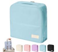 Stylish Handheld Partitioned Cosmetic Bag, Standing Partition Makeup Bag, Portable Standing Travel Makeup Bags for Women, Standing Make Up Bags with Luggage Band (Blue(Large))