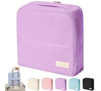 Stylish Handheld Partitioned Cosmetic Bag, Standing Partition Makeup Bag, Portable Standing Travel Makeup Bags for Women, Standing Make Up Bags with Luggage Band (Purple (Large))