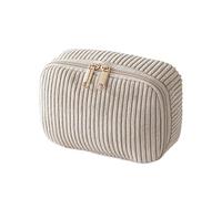 Stylish Makeup Carrier - Toiletry Pouch for Home Office | Corduroy with Soft Texture, Zipper Handle Design, Large Cosmetic Storage, Pencil Case, Brush Organizer, Travel Stationery Bag, Girls Women