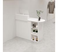 Stylish Modern Reception Desk with Lockable Drawers - 140cm White Wooden Counter for Salon & Office Checkout, Ergonomic Design, Ample Storage, Elegant Furniture Solution
