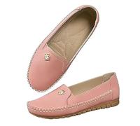 Stylish Orthopedic Leather Shoes, Orthopedic Dress Shoes for Women, Lightweight Slip on All-Day Comfort Flats (Pink,40)