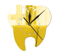 Stylish Pc Creative Teeth Mirror Wall Clock Modern Diy for Acrylic Home for pour décor(Gold)