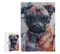 Stylish Pug with Sunglasses Puzzle 1000 Pièces Educa Jouet en Bois Cadeau Unique Décoration Intérieure Jeu Éducatif Challenge Toy Adultes Et Enfants À Partir De 14 Ans 300 PCS
