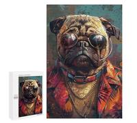 Stylish Pug with Sunglasses Puzzle 1000 Pièces Educa Jouet en Bois Cadeau Unique Décoration Intérieure Jeu Éducatif Challenge Toy Adultes Et Enfants À Partir De 14 Ans 1000 PCS