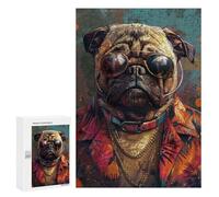Stylish Pug with Sunglasses Puzzle 1000 Pièces Educa Jouet en Bois Cadeau Unique Décoration Intérieure Jeu Éducatif Challenge Toy Adultes Et Enfants À Partir De 14 Ans 300 PCS