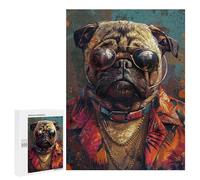 Stylish Pug with Sunglasses Puzzle 1000 Pièces Educa Jouet en Bois Cadeau Unique Décoration Intérieure Jeu Éducatif Challenge Toy Adultes Et Enfants À Partir De 14 Ans 500 PCS