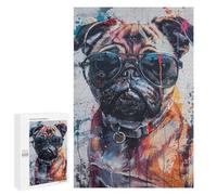 Stylish Pug with Sunglasses Puzzle 1000 Pièces Educa Jouet en Bois Cadeau Unique Décoration Intérieure Jeu Éducatif Challenge Toy Adultes Et Enfants À Partir De 14 Ans 1000 PCS