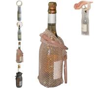 Stylish Resin Handle Wine Pouch Mesh,Rhinestone Mesh Wine Purse Tote with Handle,Sparkly Reusable Shiny Elegant Champagne Bottle Bags for Picnics, Beach, Daily Use (Pink)