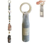 Stylish Resin Handle Wine Pouch Mesh,Rhinestone Mesh Wine Purse Tote with Handle,Sparkly Reusable Shiny Elegant Champagne Bottle Bags for Picnics, Beach, Daily Use (White)