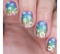 Stylish Short Square Press Sur Ongles Patrick Stick Sur Ongles Shamrock Et Arc-en-ciel Paillettes Thème Faux Ongles