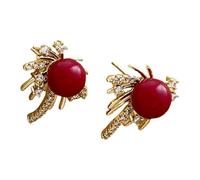 Stylish Works Boucles d'oreilles pendantes avec strass rouges pour femme Accessoires de mode Squib Fashion Round, One Size, Comme décrit, Produit conforme à la description.