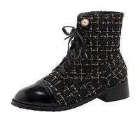 StyliShoes Bottes en tweed pour femme - Noir - Noir 1, 38 EU