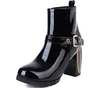 StyliShoes Bottines Courtes Femme avec Tige Brillante et Gros Talons