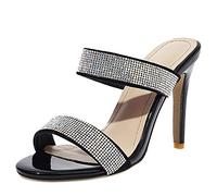 StyliShoes Sandales strass Femme avec bout Ouvert Clouté Strass et Talon Aiguille pour l'été