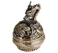 Stylitzy Cendrier vintage en forme de dragon avec couvercle pour cigarettes, support en métal coupe-vent, sans fumée et inodore pour intérieur et extérieur, sculpté à la main, cadeau fantaisie pour la