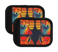 Stylized Fox Prominent Sunset Poignée de bagage Wraps Sac à main Grip Cover Protector Valise Makers Covers for Travel, Renard stylisé Coucher de soleil proéminent, Set of 4
