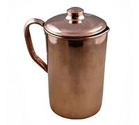 Stylla London® Pichet fait à la main 100% cuivre uni avec poignée et couvercle, idéal pour l'eau, l'ayurveda ou les cocktails Moscow Mule.
